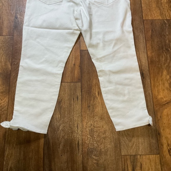 Guess White Denim Jeans Bow Hem Womens 34 Gold‎ Logo Stretch - Picture 10 of 12